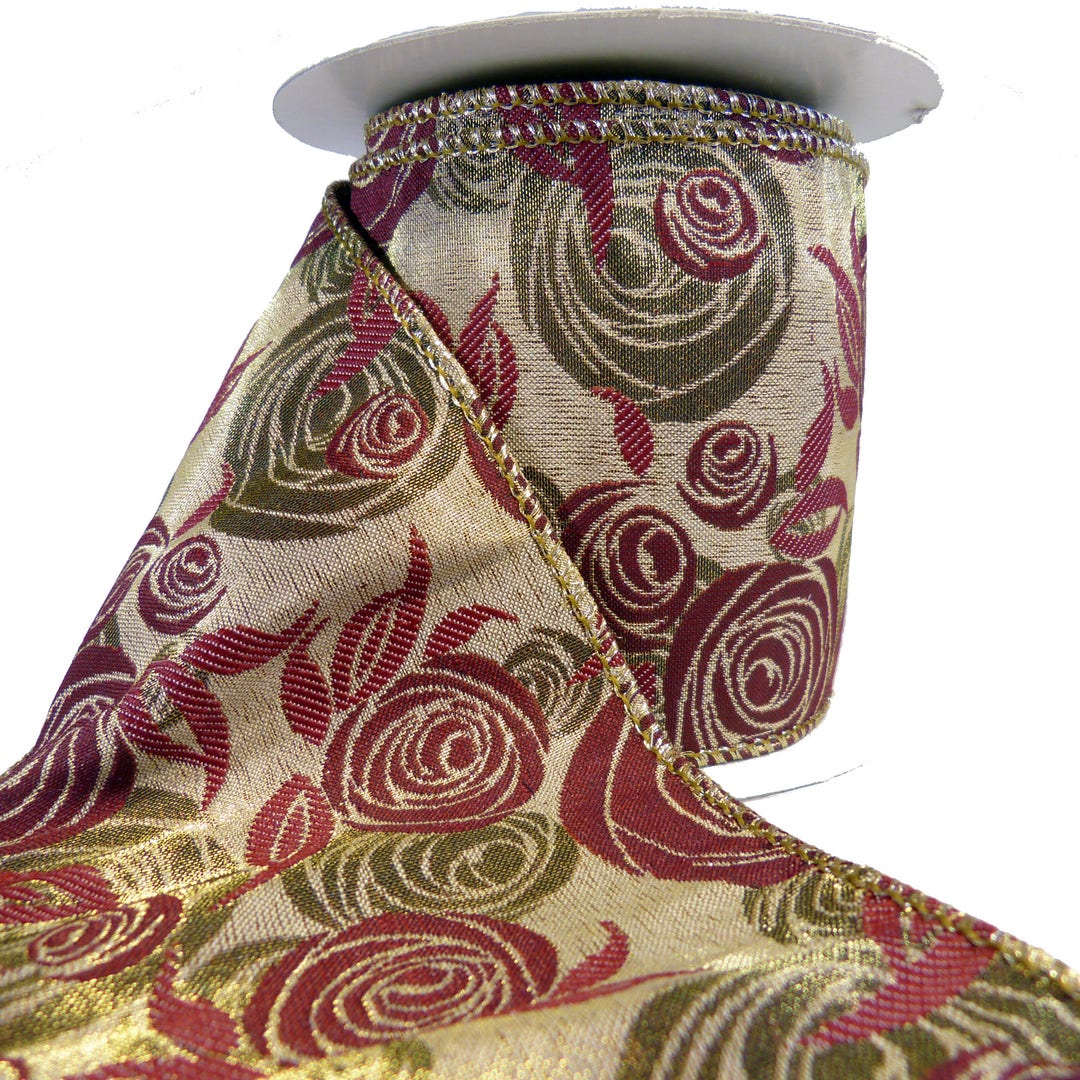 Shimmering Deco Style Roses Wired Ribbon 4 Wide by the Roll 5 Yards - Etsy