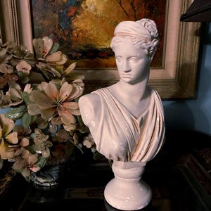 Plaster Bust Of Artemis Greek Goddess  Classic Creamy White