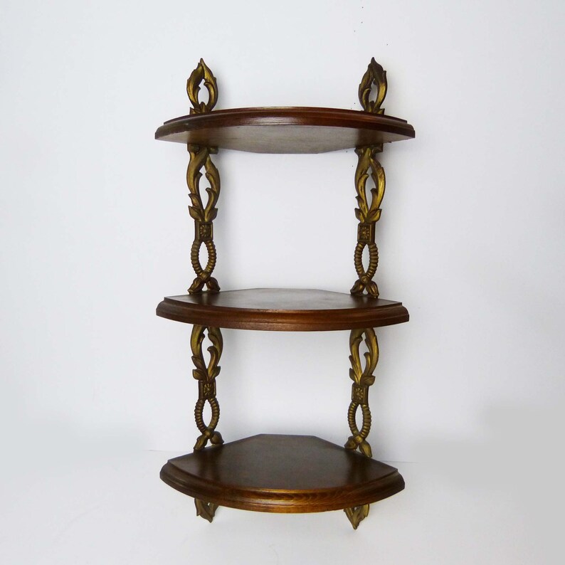 Ton Wall Hung Corner 3 Shelf Wood Metal Image 0