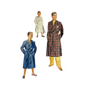 Simplicity 4133 Vintage Schnittmuster Jungen Schalkragen Robe 1952