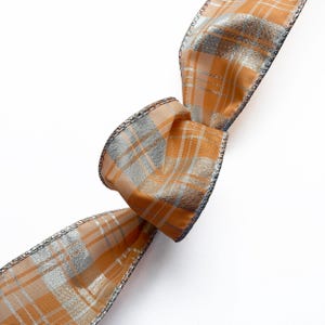 Wired Ribbon 4 Rolls Orange Sherbet & Silver Plaid  2.5&quot; Wide 10 Yards