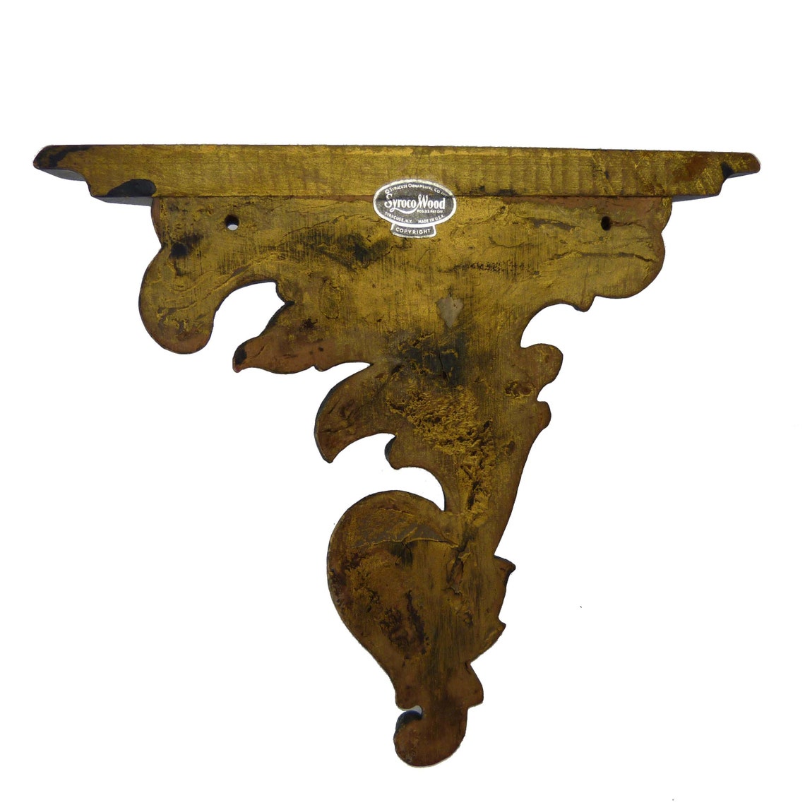 Syroco Wood Wall Sconce Shelf Acanthus Support Painted Black Etsy