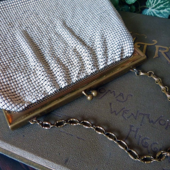 Whiting & Davis White Metal Mesh Purse Handbag