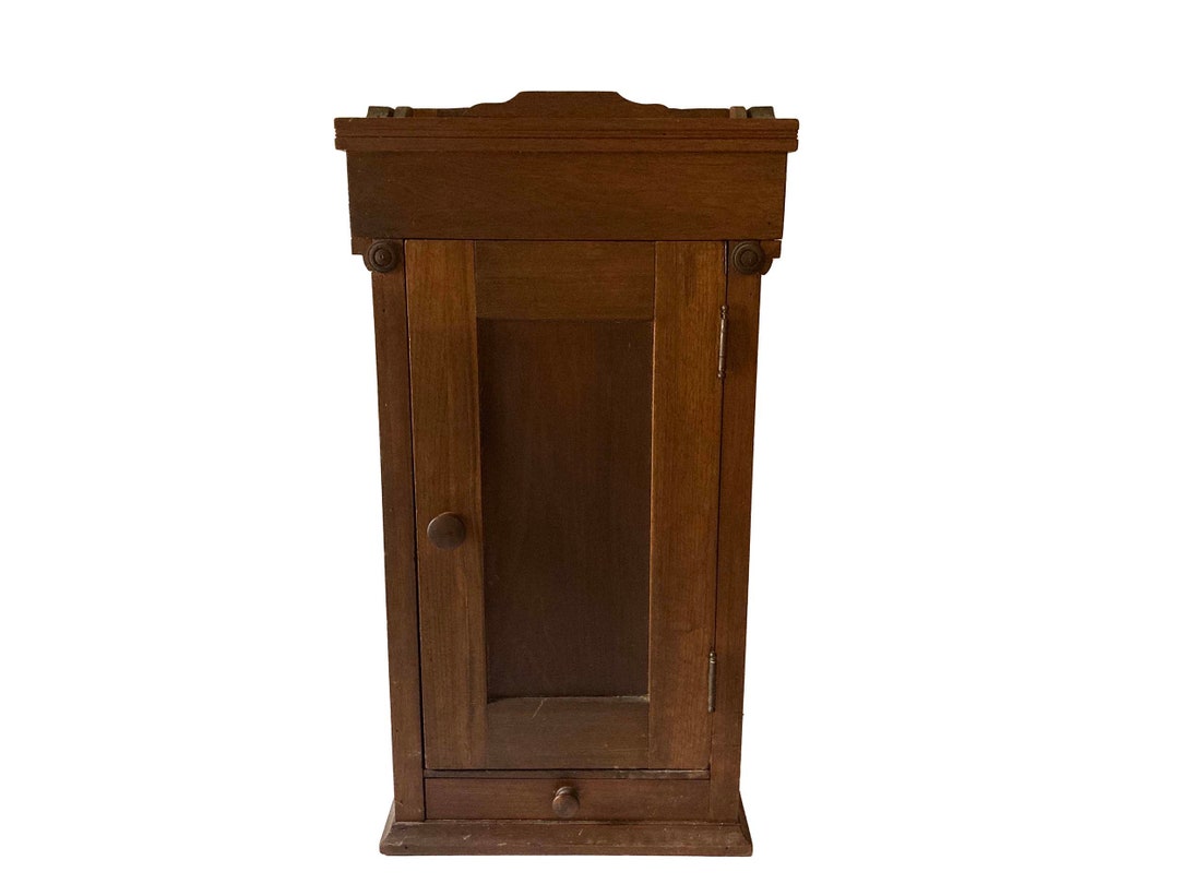 Handsome Antique Countertop Apothecary Door Shelves Drawer Etsy