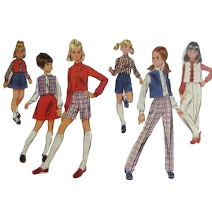 McCall 9545 Vintage Sewing Pattern Girls&#39; Separates Vest Blouse Skirt Pants Shorts 1968