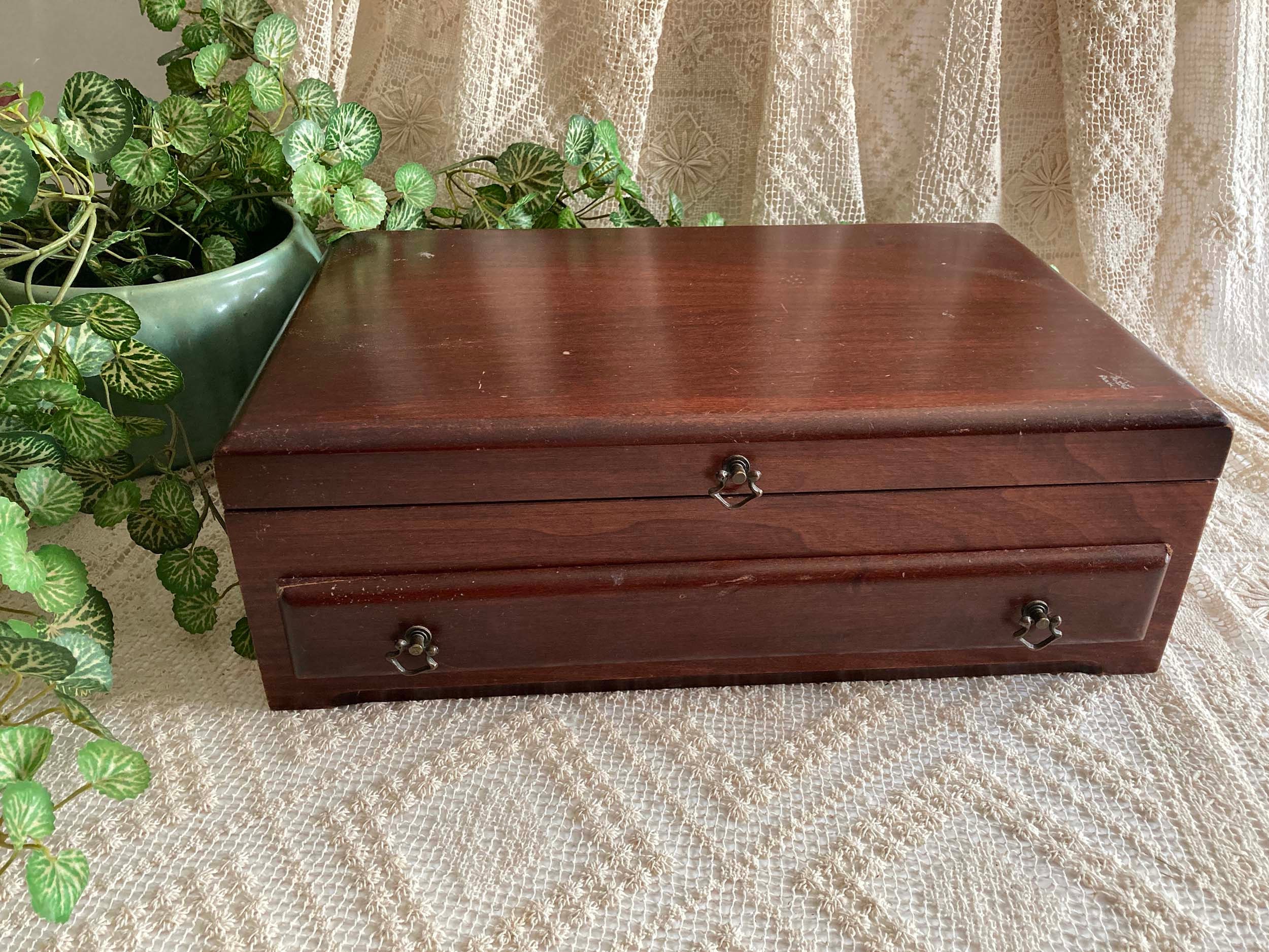 Reed Barton Wooden Jewelry Chest Box Divided Lined Interior