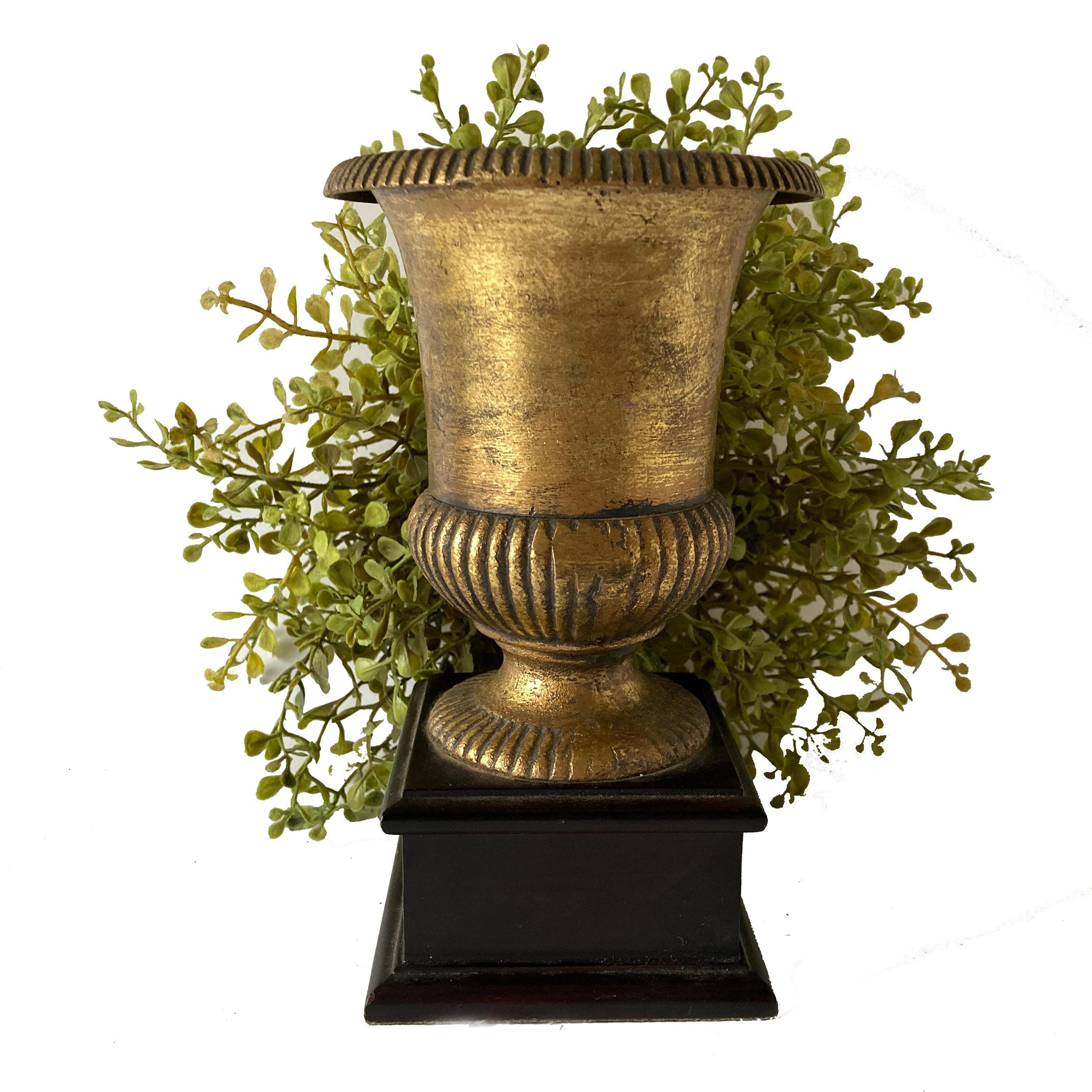 Bombay Company Gold Metal Urn on Black Pedestal Indoor Classic  display picture 1