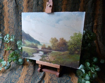Herman Volz Landscape Oil Painting Antique Original Unframed On Canvas
