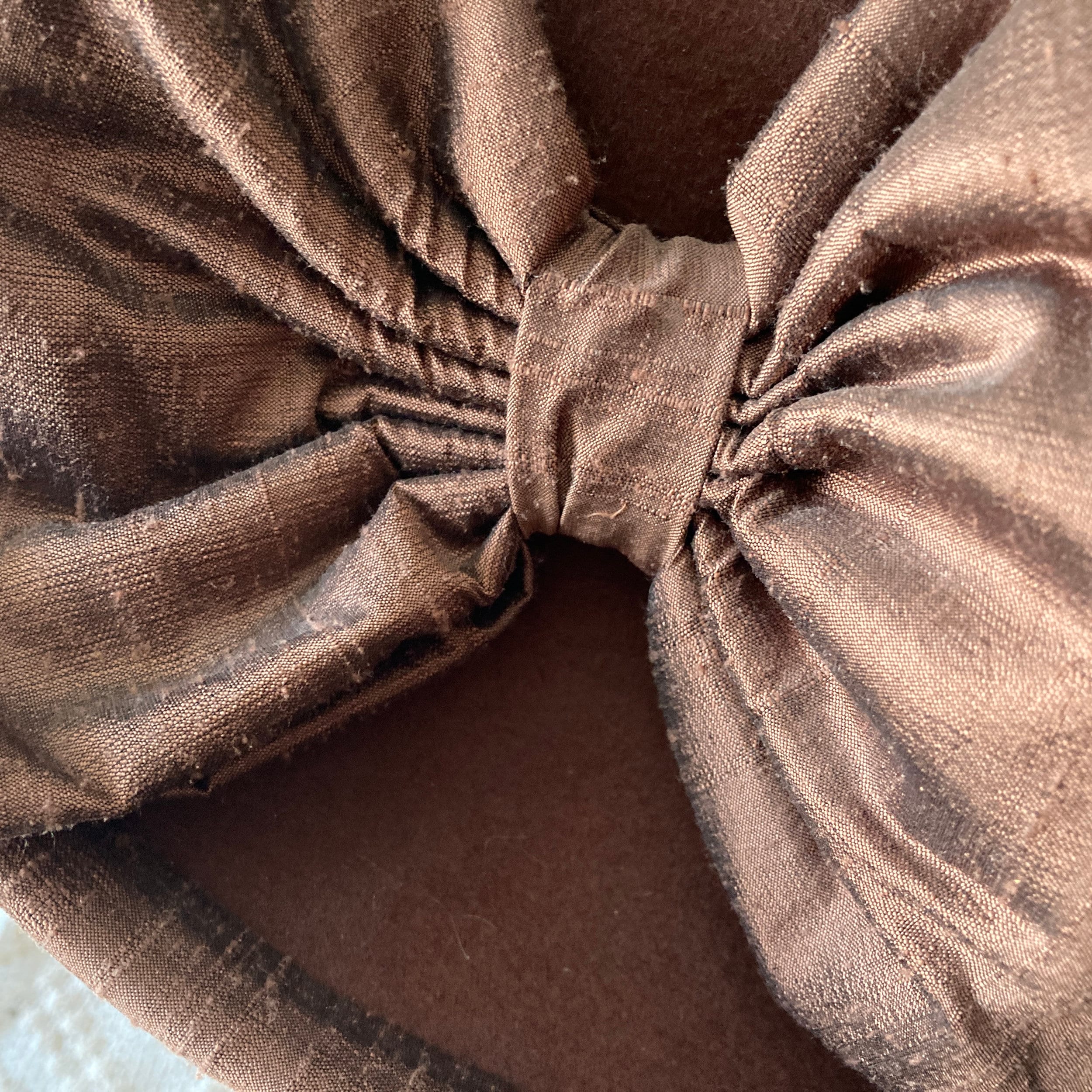 Whittall & Shon Wool Felt Hat: Vintage Cocoa Brown Silk Bow 
