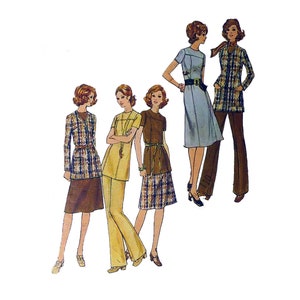 Butterick 6322 Vintage Sewing Pattern Women&#39;s Dress Pants Jacket Tunic 1970s Size 18