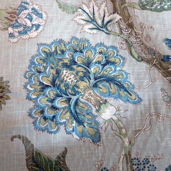 P Kaufmann Jacobean Floral Cotton Drapery Fabric Etsy