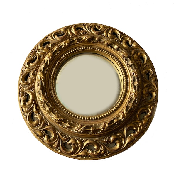 Round Wall Mirror Gold Ornate Acanthus Design