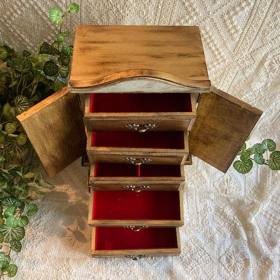 Jewelry Box Armoire Solid Wood Brass Hardware Made In… Gem