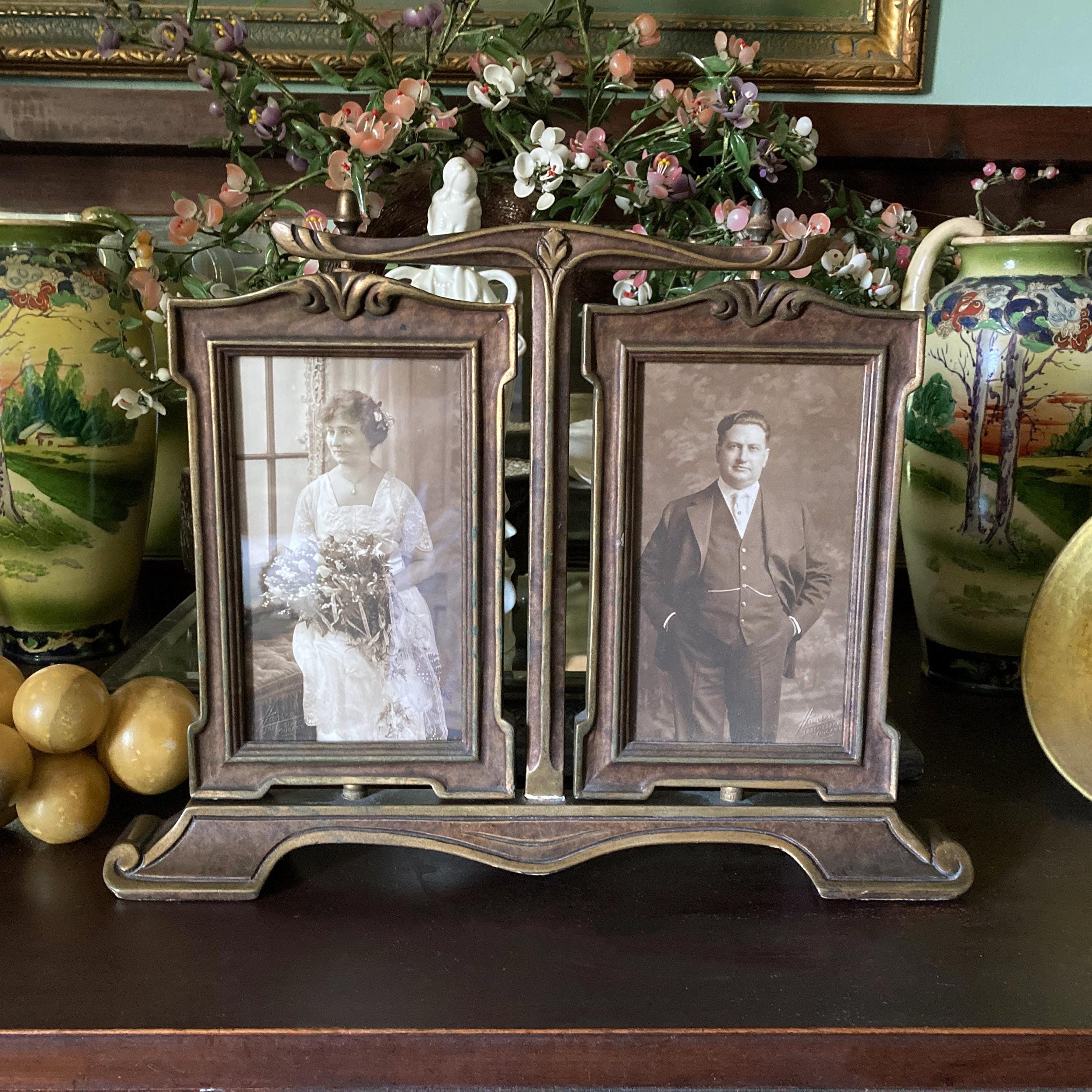アンティーク フランス　20世紀初頭 ダブルフォトフレーム　ガーランド装飾 Antique 1920s 8x10 Picture Frame - Etsy
