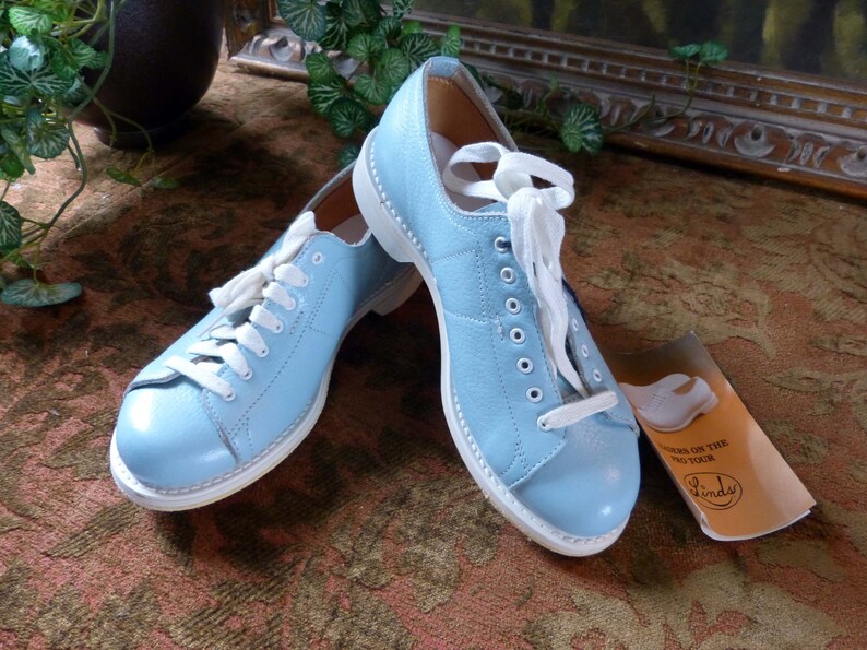 Linds Bowling Shoes Baby Blue Top Grain Leather 1985 With Tags Etsy
