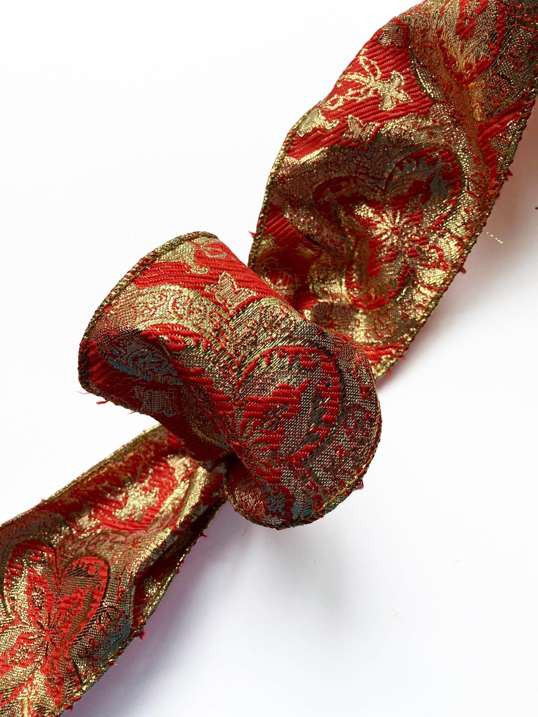 Wired Ribbon 3 Rolls Medieval Cross Metallic Gold on Strong Orange 4 ...