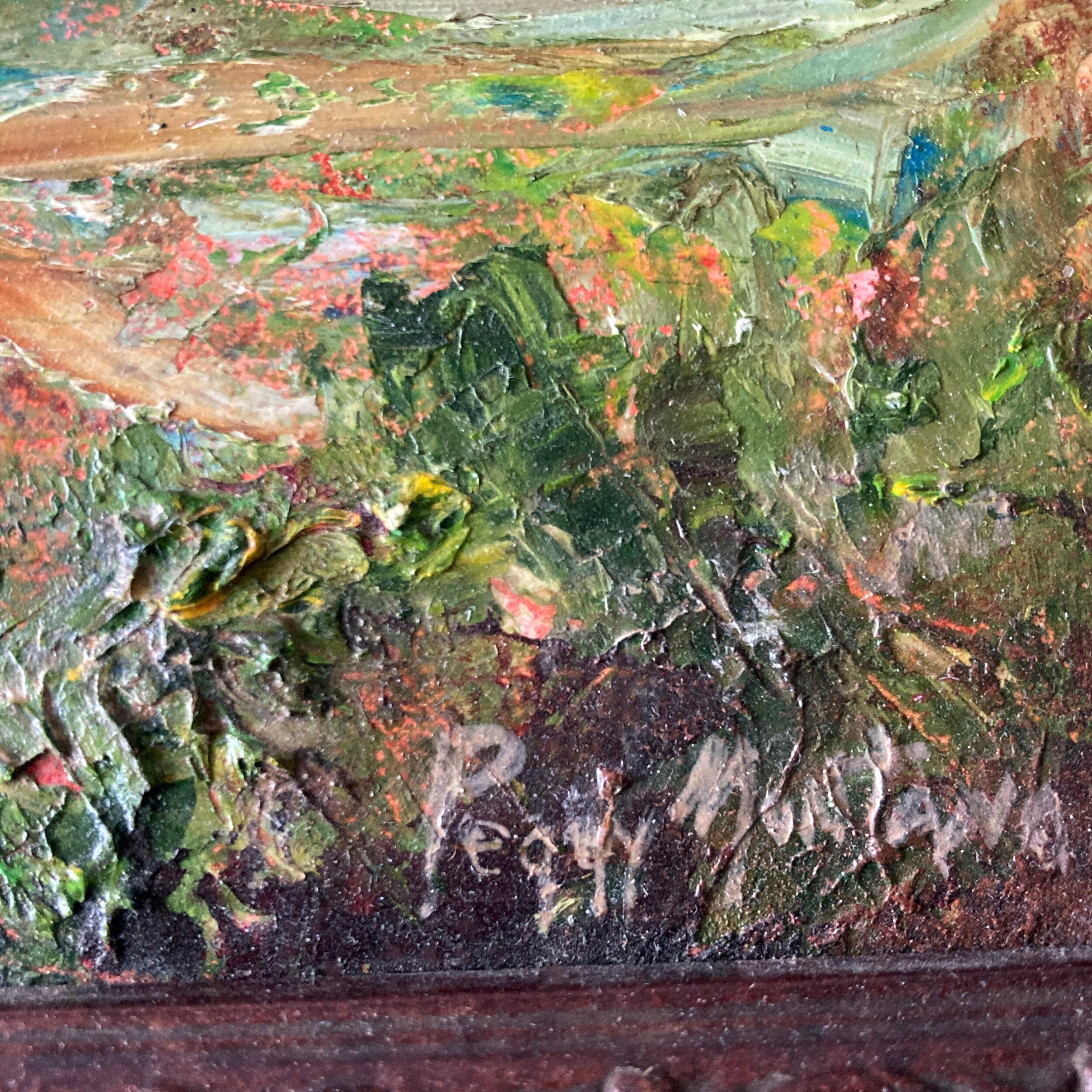 Oil Painting Abstract Landscape Impasto Texture Framed Signed Vintage ...