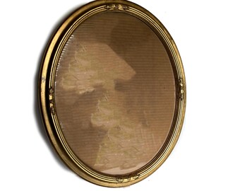 Gilded Wooden Oval Picture Frame With Glass Cover 20x16 Opening