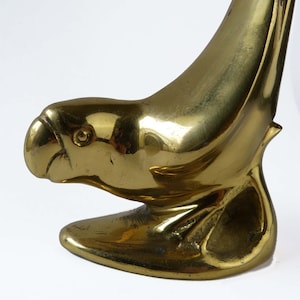 Large Vintage Brass Parrot  Sculpture Figurine Long Tail In Air