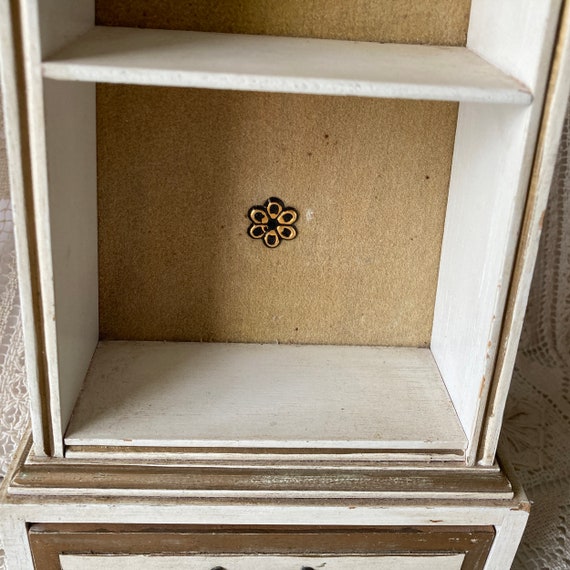 Jewelry Box Shelves With Drawer Gold & Cream Flor… - image 6