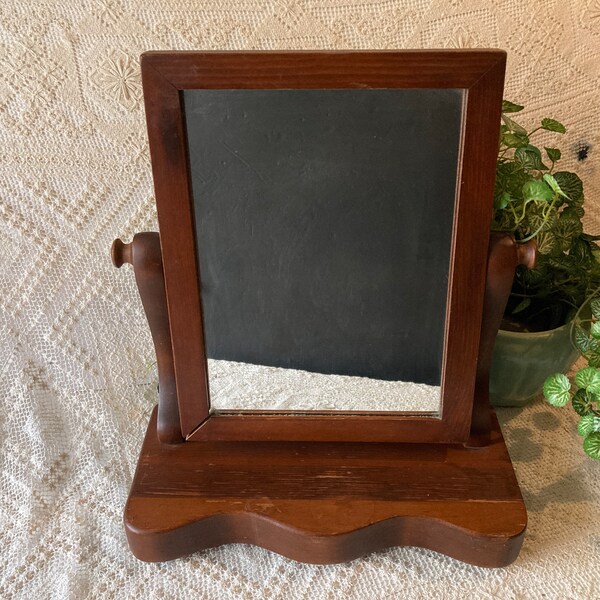 Standing Wooden Tilt Shaving Mirror With Base