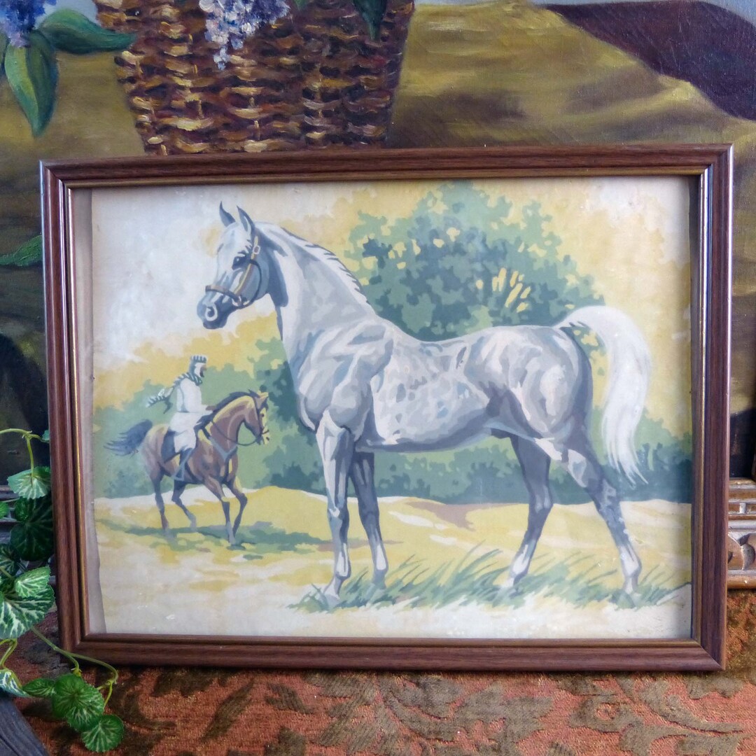 White Horse Paint by Number PBN With Arab Man on Horse Etsy