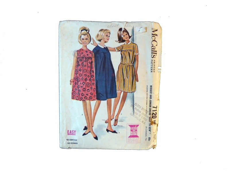 Mccall's 7120 Vintage Pattern 1963 Yoked Dress 3 Ways - Etsy