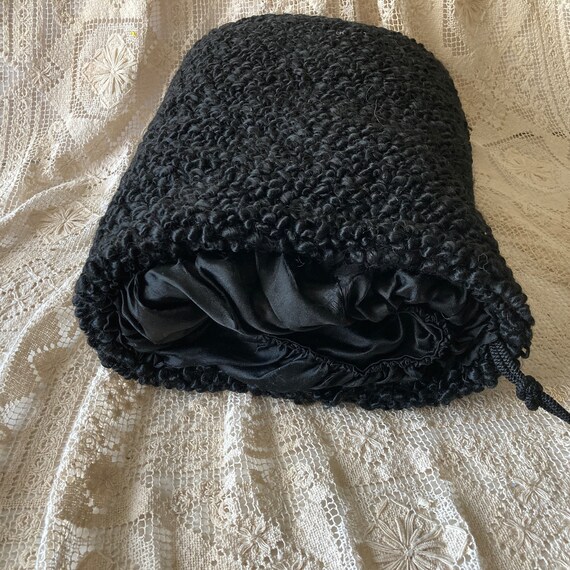 Black Persian Lamb Muff 1940s Silk Lined Padded - image 7