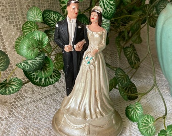 Wedding Cake Topper 1940s Bride & Groom Vintage