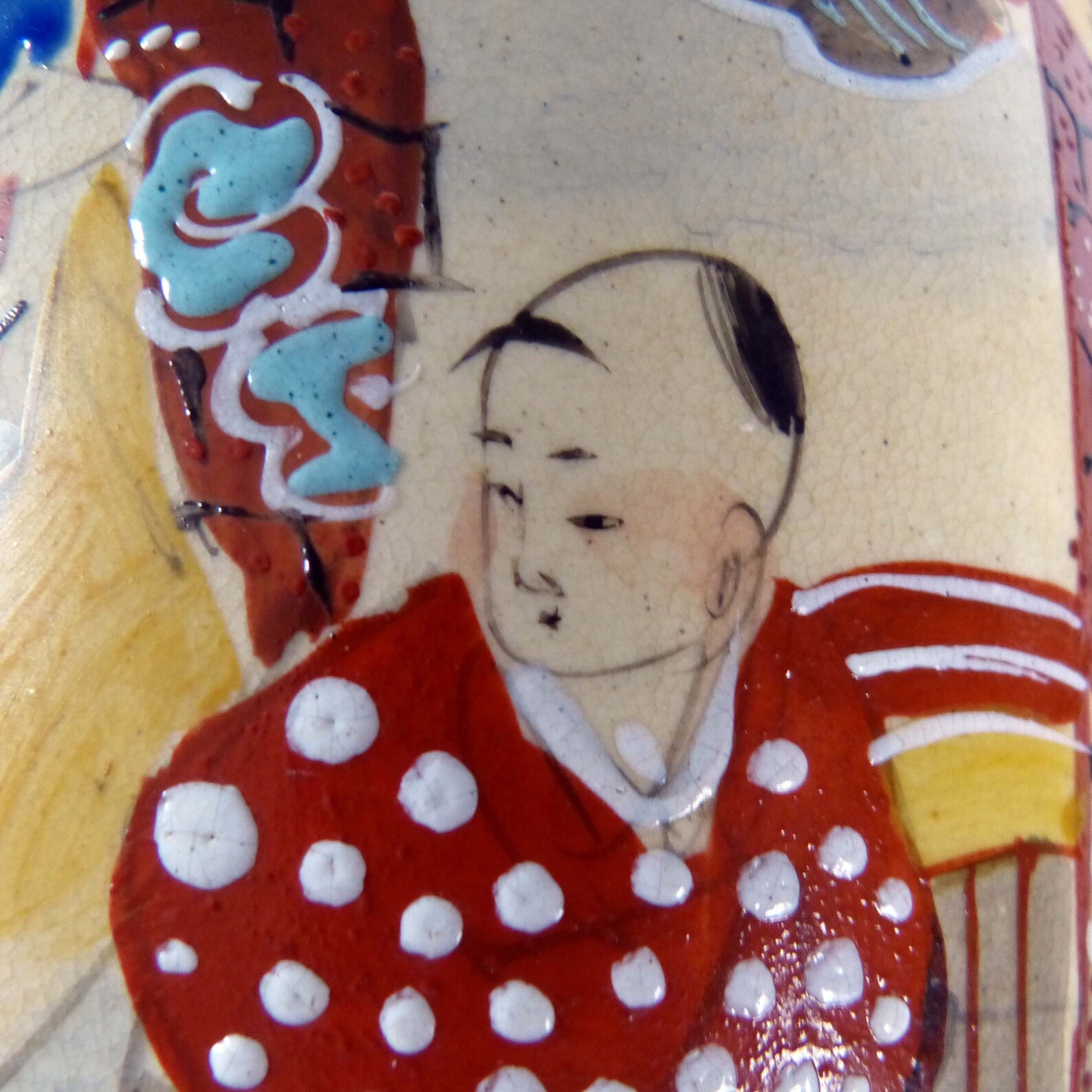 Japanese Moriage Satsuma Pottery Vase Hand Painted Immortals Etsy