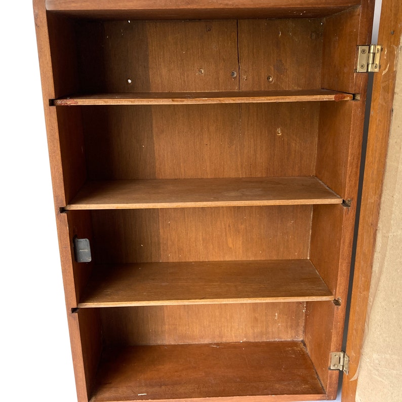 Wooden Wall Door Front With Shelves Medicine Apothecary Display