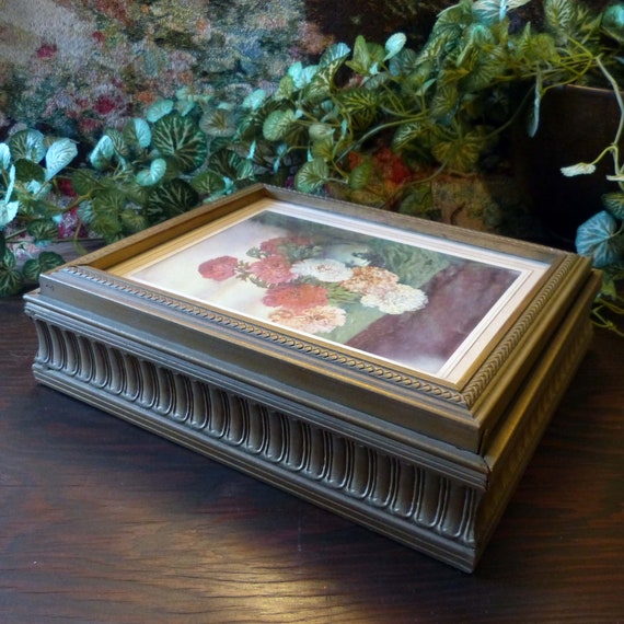Picture Frame Wooden Jewelry Box With Decorative M