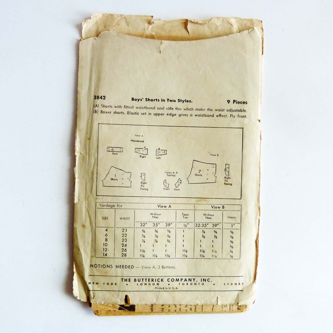 Butterick 3842 Vintage Sewing Pattern Boy's Shorts 1946 - Etsy