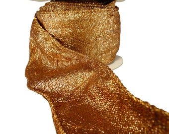 Sparkly Copper Orange Crinkle Lame Wired Ribbon  2.5" Wide By The Roll 10 Yards