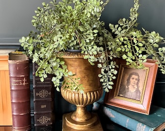 Gold Fluted Urn On Square Base Indoor