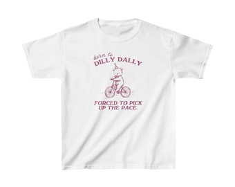 Camiseta Born To Dilly Dally Baby, camisa justa, roupa Y2k, camisa básica, anos 2000, camiseta anos 90