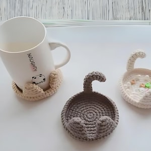Crochet Cat Coaster Pattern - PDF Instant Download! Fun and Easy Crochet. Housewarming Gift, Cup Decor
