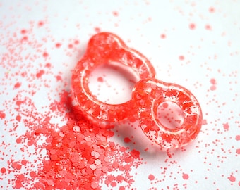 Twiggy Twiggy  Neo Red Glitter Pull Ring  PR03-13