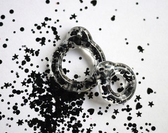 Twiggy Twiggy  Black Glitter Pull Ring  PR03-10