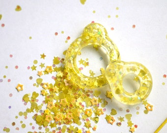 Twiggy Twiggy Yellow Glitter Pull Ring  PR03-03