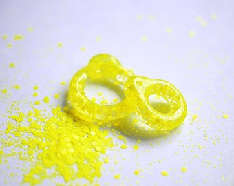 Twiggy Twiggy  Neo Yellow Glitter Pull Ring  PR03-12