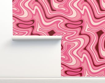 Pink Retro Swirl Wallpaper: Peel and Stick or Prepasted, Abstract Design