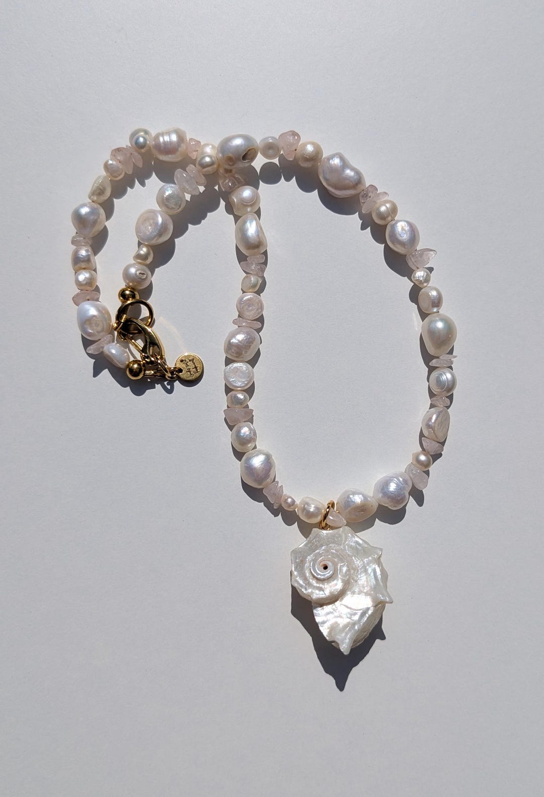 Freshwater Pearl Necklace With Shell | Large Shell | Handmade Jewelry ...