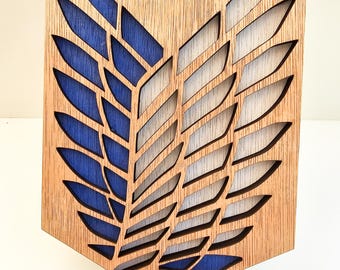3D Wooden Attack on Titan Art – Handmade Survey Corps Emblem