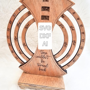 Laser geschnitten Ewiger Kalender SVG-Datei - ewige Kalender Vorlage aus Holz - DXF AI für die Lasergravur