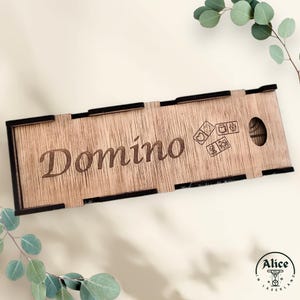 Personalized Wooden Domino Set: Engraved Box, Custom Design