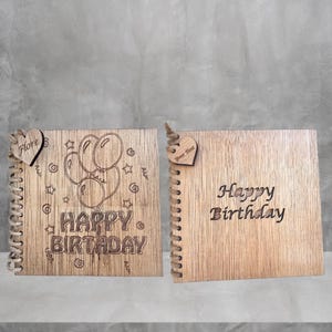 Personalisierte Geburtstagskarte aus Holz | Benutzerdefiniertes Design mit Gravur oder Ausschnitt | Drei Größen | Einzigartiges Andenken Geschenk | Benutzerdefinierte Nachricht | Handgefertigt