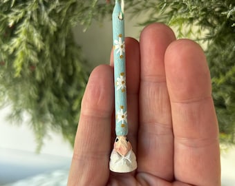 Blue Carved Santa Golf Tee Christmas Ornament, Golfer Gifts