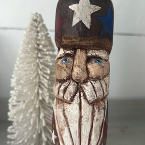 Hand Carved Santa Wood Ornament, Antique Fishing Float Decoration