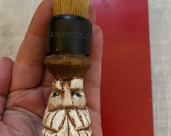 Carved Shaving Brush Santa: Hand-Painted Christmas Decoration